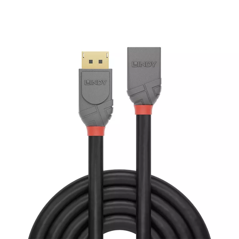 Lindy 1m DisplayPort 1.4 prailginimo laidas, Anthra Line, 1 m, DisplayPort, DisplayPort, Kištukas, Lizdas, 7680 x 4320 pikselių