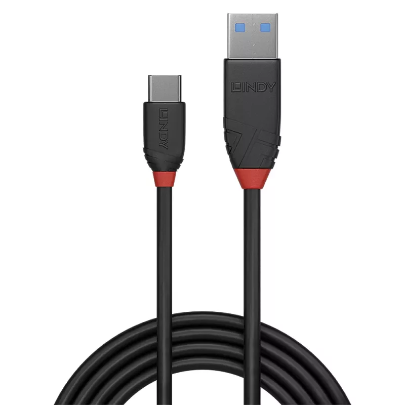 Lindy 1,5 m USB 3.2 A–C laidas, 10 Gbps, Black Line