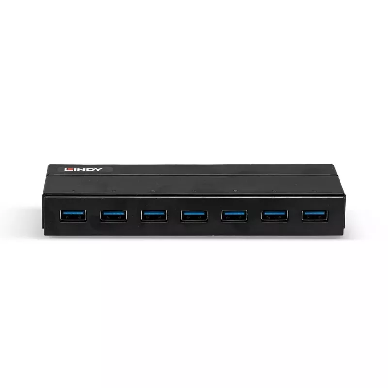 Lindy 7 portų USB 3.0 šakotuvas su įkrovimo funkcija, juodas