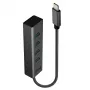 Lindy 4 prievadų USB 3.2 tipo C šakotuvas, USB 3.2 Gen 1 (3.1 Gen 1) Type-C, USB 3.2 Gen 1 (3.1 Gen 1) Type-A, 5000 Mbit/s, pilka, aliuminis, plastikas, 0,3 m