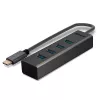 Lindy 43325 4 prievadų USB 3.2 Gen 1 Type-C šakotuvas, 4x USB-A, 5 Gbps, pilkas, aliuminis/plastikas