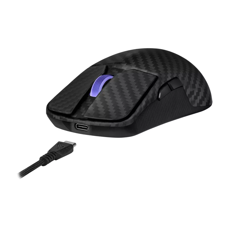 Pelė ASUS ROG Harpe Ace Extreme, dešinei rankai, RF belaidė + Bluetooth + USB Type-A, optinė, 42000 DPI