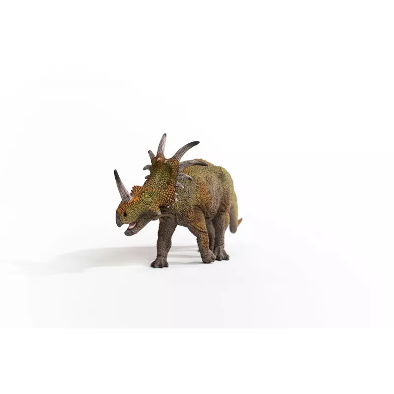 schleich Dinozaurai Styracosaurus, 4 m., Užkariaujantys Žemę, Dinozaurai ir ugnikalnis, Žalia, Pilka, Plastikas