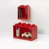 Sieninė lentyna Room Copenhagen LEGO Brick Shelf 8+4 Raudona, 2 lentynos