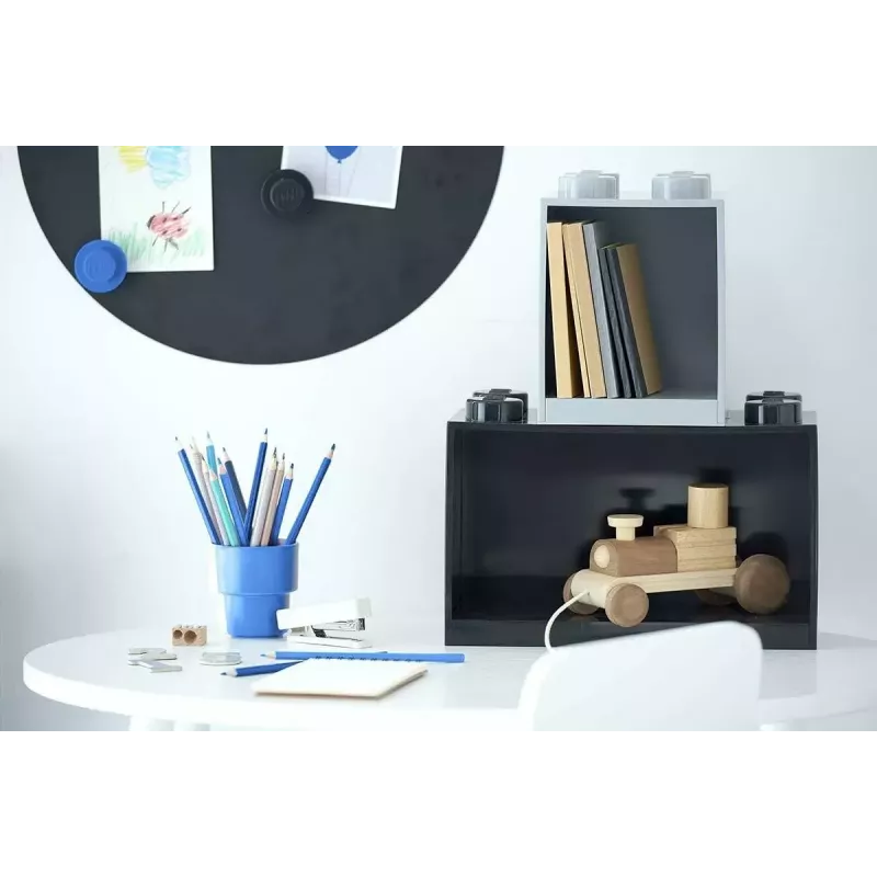 Lentynų modulis Room Copenhagen LEGO Brick 8 Shelf juodas, modulinė demonstravimo lentyna