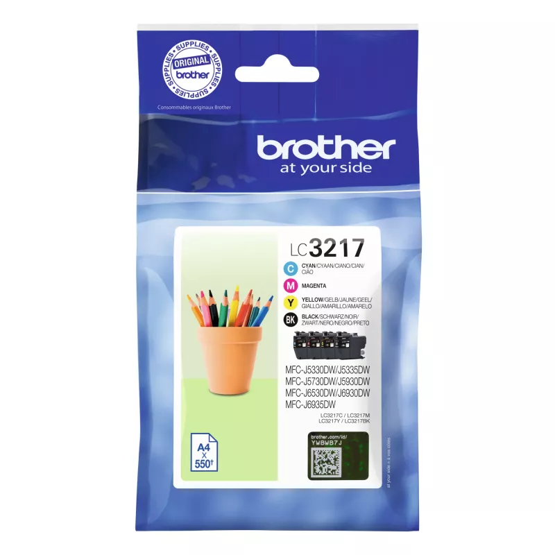 Brother LC3217VAL rašalo kasetė 4 vnt. Originali juoda, žydra, raudona, geltona