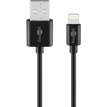Goobay Lightning USB įkrovimo ir sinchronizavimo laidas 1 m, juodas
