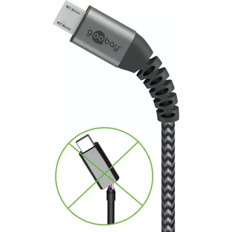 USB laidas Wentronic 49282 USB 2.0 1 m Micro-USB B USB A juodas pilkas