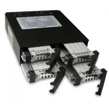 ICYDOCK ToughArmor MB994SP-4SB-1 pilno metalo 4 lizdų 2,5 colio SATA kietųjų diskų ir SSD krepšys išorinei 5,25 colio vietai