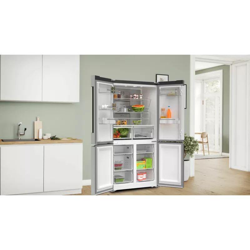 Bosch Serie 4 KFN96APEA šaldytuvas šaldiklis šalia šaldytuvo, laisvai pastatomas, 605 L, nerūdijantis plienas