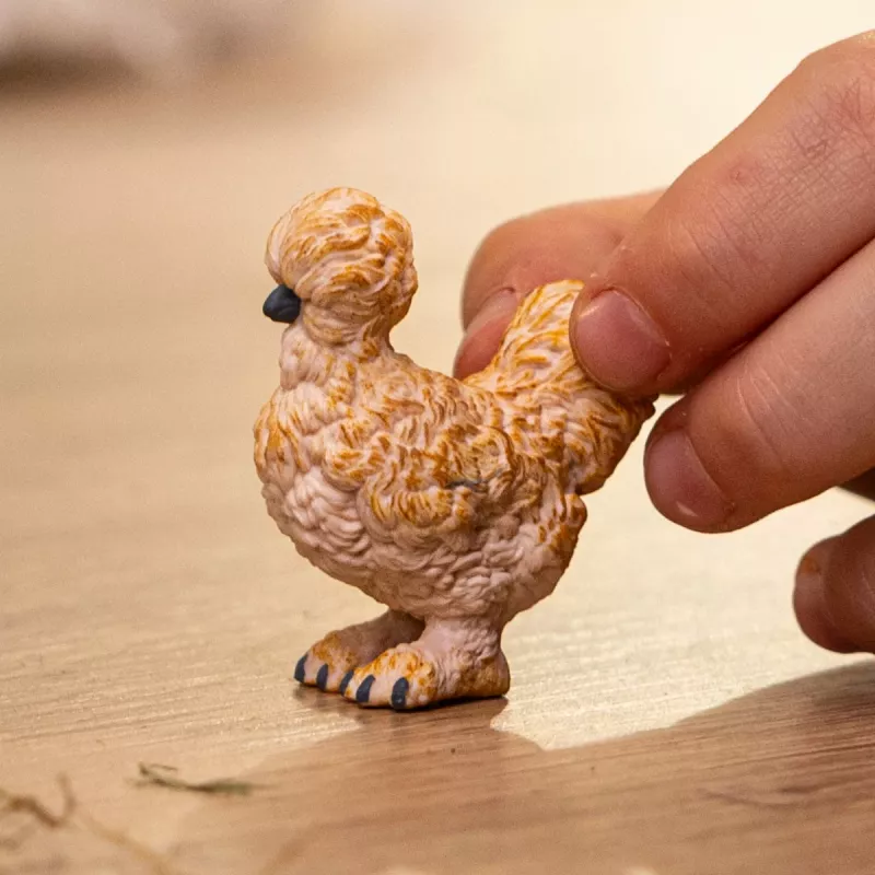 Figūrėlė Schleich Silkie Chicken model 14891 – ūkinio gyvūno figūrėlė, įvairiaspalvė, nuo 3 metų