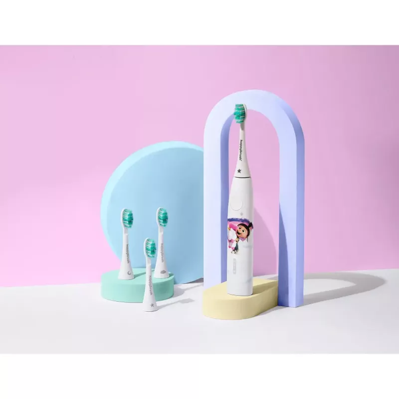 Elektrinis dantų šepetėlis Happybrush ECO VIBE KIDS Agnes + 3 keičiamos galvutės