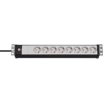 BRENNENSTUHL Premium-Line 19 colių kištukinis lizdas 8-ių vietų juodas/šviesus - 3 m pilkas