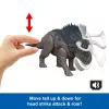 Žaislinis dinozauras Nasutoceratops su uodegos valdymu, garsu ir judesiais – Jurassic World Rebirth Wild Roar