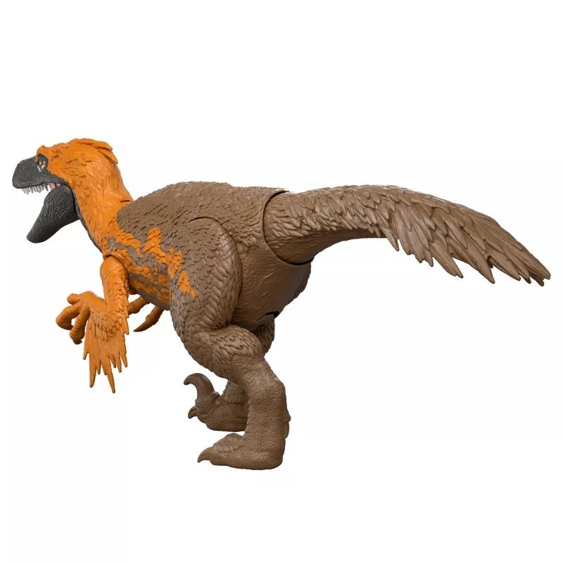 Mattel Jurassic World Rebirth Wild Roar Utahraptor dinozauras, uodegos valdomas ataka ir garsas