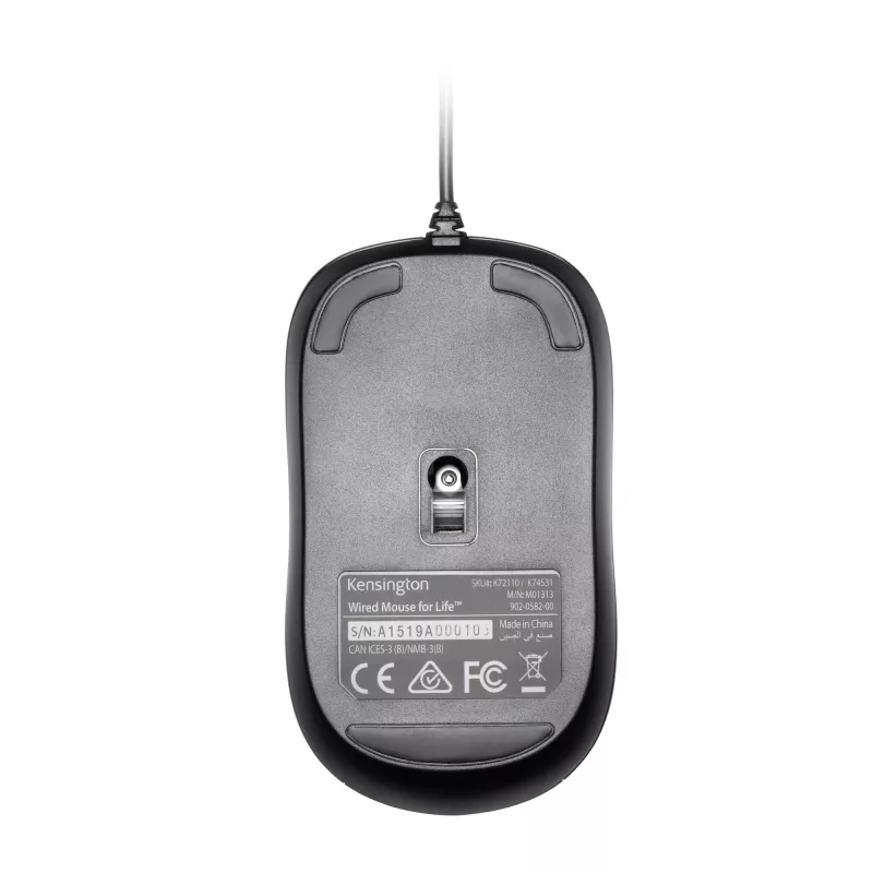 Kensington Wired ValuMouse, abipusė, optinė, USB Type-A, 1000 DPI, juoda