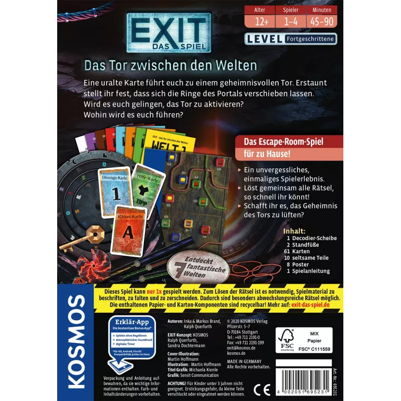 Kosmos 695231 EXIT - Das Tor zwischen den Welten vakarėlių žaidimas, 1-4 žaidėjai, 12+