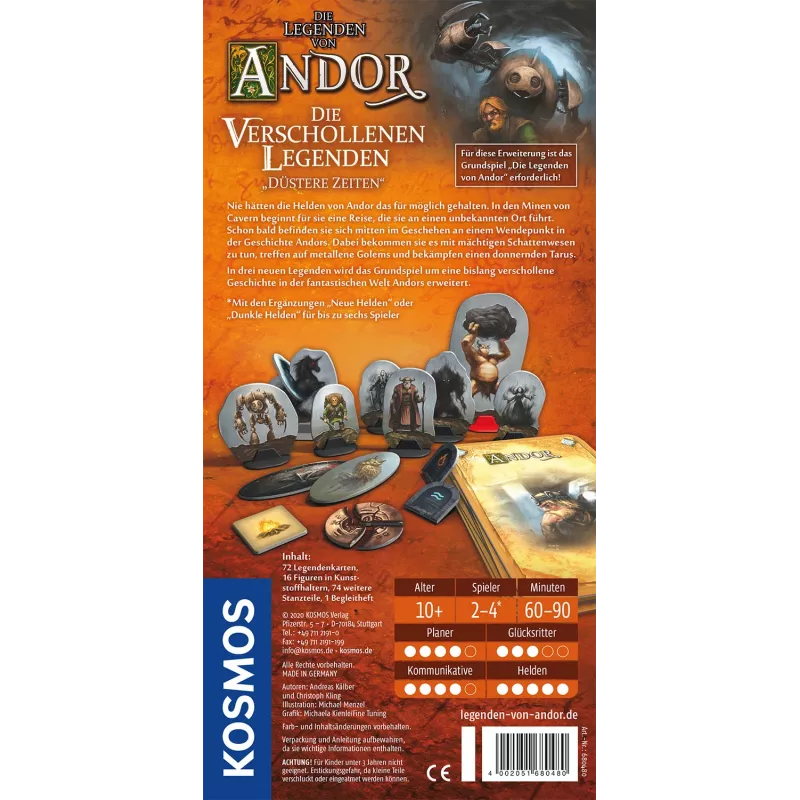 Kosmos 680480 Die Legenden von Andor - Düstere Zeiten stalo žaidimas, 2-4 žaidėjai, 10+