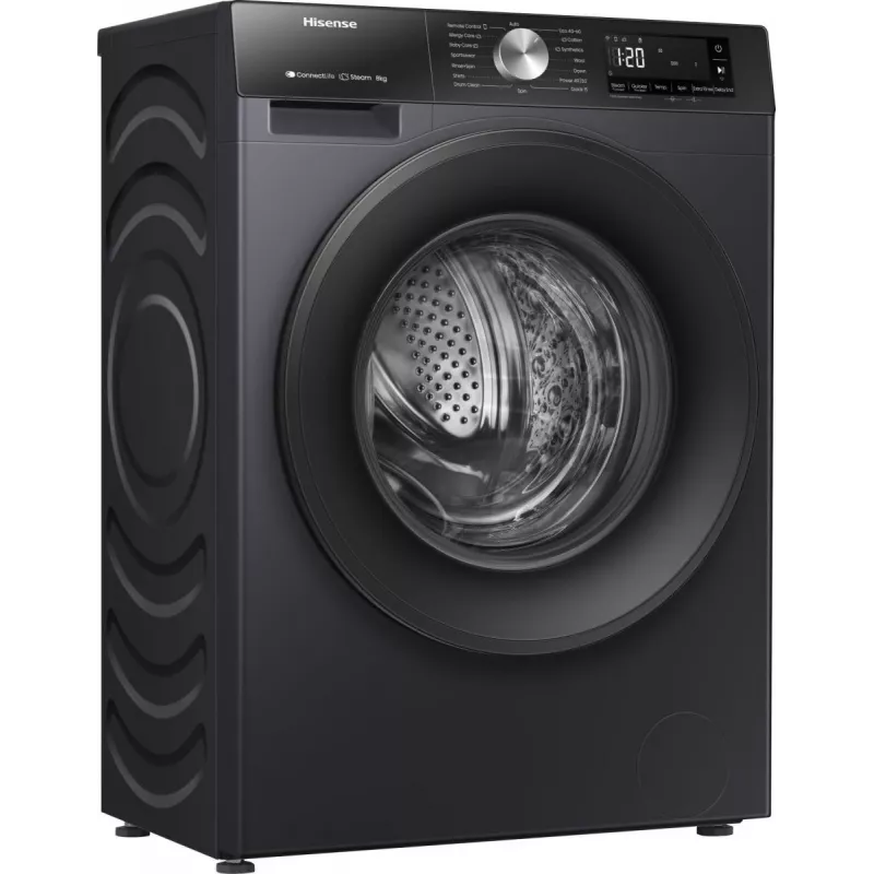 Hisense WF3S8043BB3 skalbimo mašina, priekinis pakrovimas, 8 kg, 1400 aps./min., juoda