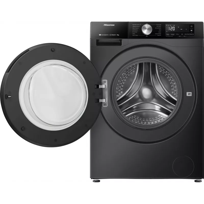 Hisense WF3S8043BB3 skalbimo mašina, priekinis pakrovimas, 8 kg, 1400 aps./min., juoda