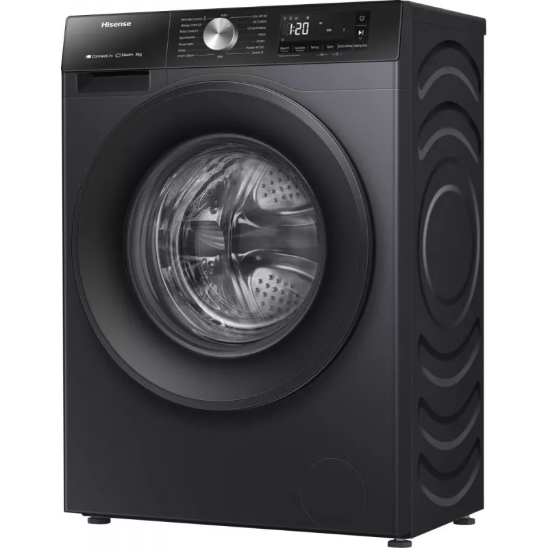 Hisense WF3S8043BB3 skalbimo mašina, priekinis pakrovimas, 8 kg, 1400 aps./min., juoda