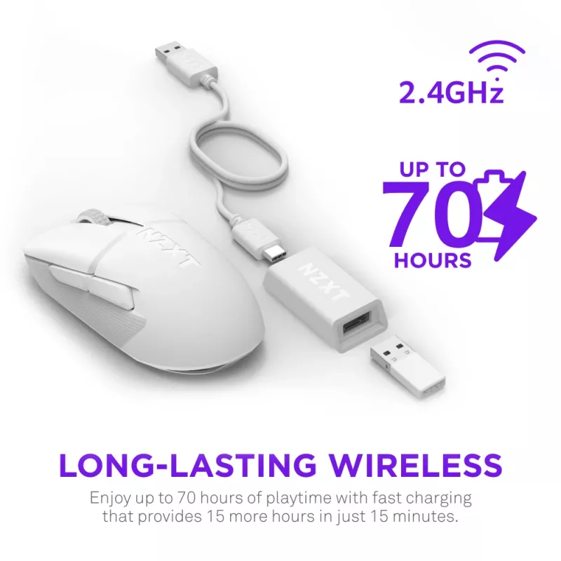 NZXT Lift Elite Wireless žaidimų pelė balta