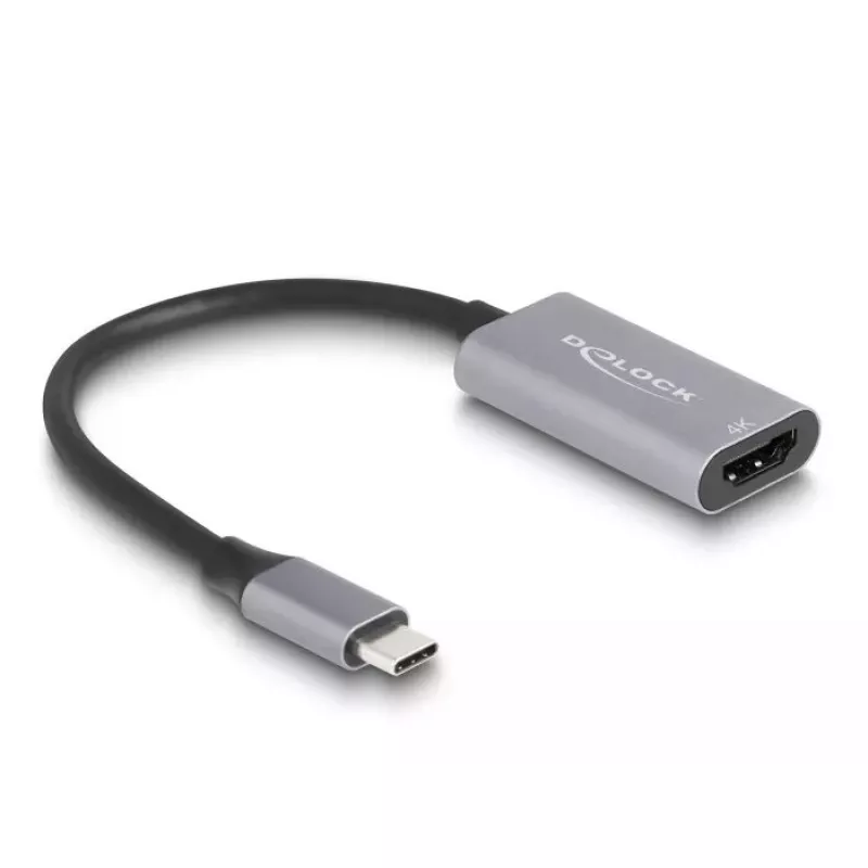 DeLOCK HDMI adapteris 0,15 m HDMI Type A (moteriškas) USB Type-C (vyriškas) juodai pilkas 60020
