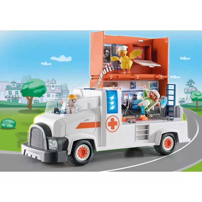PLAYMOBIL Duck On Call 70913 žaislinis automobilis su antis ir miesto komplektu, įvairiaspalvis