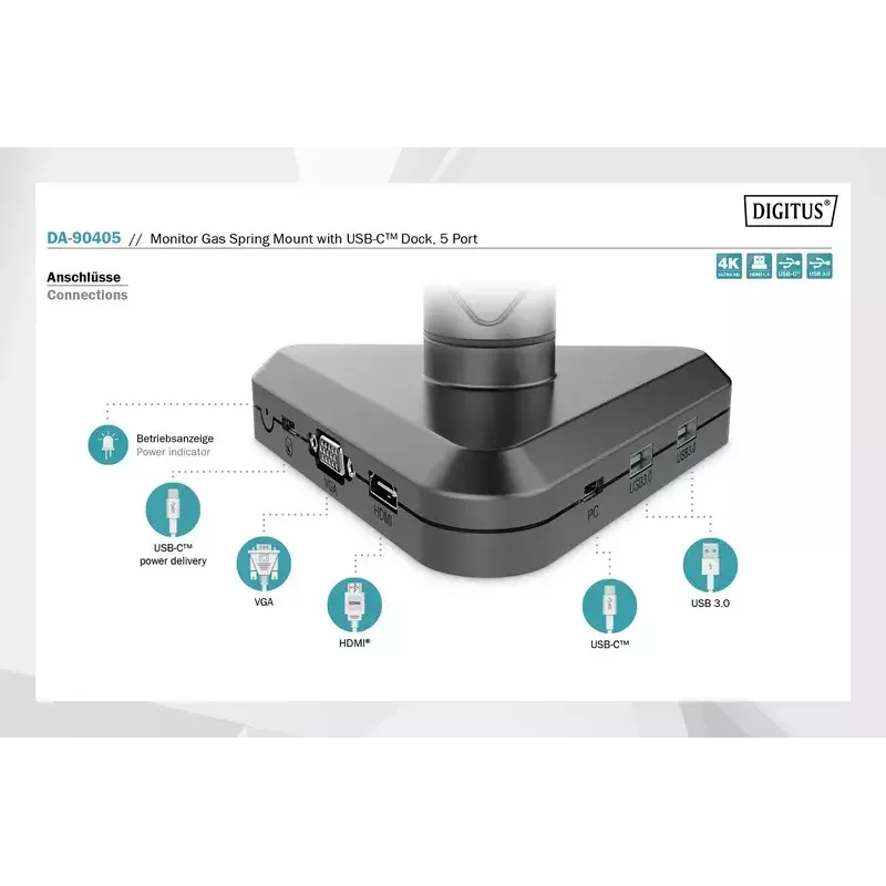 Monitorio laikiklis Digitus DA-90405 su dokovimo stotele