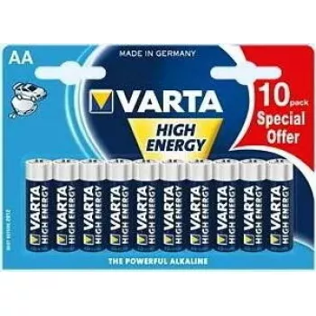 Vienkartinė baterija Varta High Energy AA 10 vnt. pakuotė