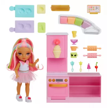 Rainbow High Mažoji Desertinė su Kandy Playset, Mados lėlė, Mergaitėms, 4 m., 140 mm, Įvairiaspalvė