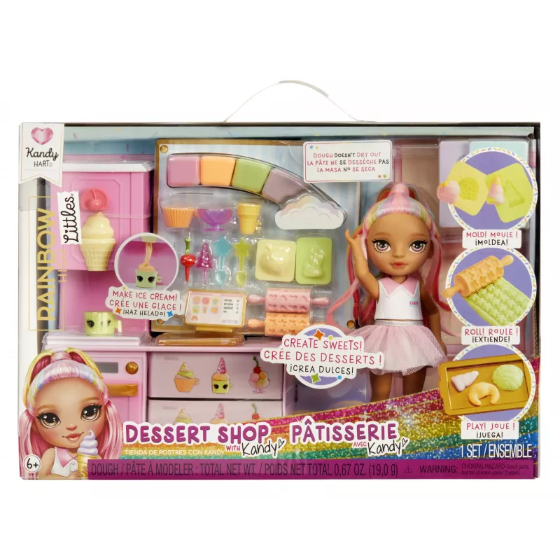 Rainbow High Mažoji Desertinė su Kandy Playset, Mados lėlė, Mergaitėms, 4 m., 140 mm, Įvairiaspalvė