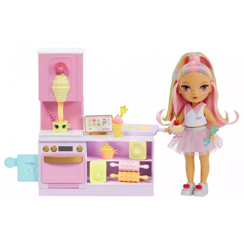 Rainbow High Mažoji Desertinė su Kandy Playset, Mados lėlė, Mergaitėms, 4 m., 140 mm, Įvairiaspalvė