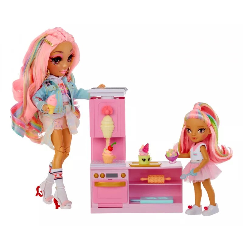 Rainbow High Mažoji Desertinė su Kandy Playset, Mados lėlė, Mergaitėms, 4 m., 140 mm, Įvairiaspalvė