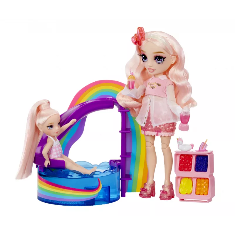 Rainbow High Little Pool Day with Blush 522249-EUC žaidimo rinkinys su figūrėle, vaikams nuo 6 metų