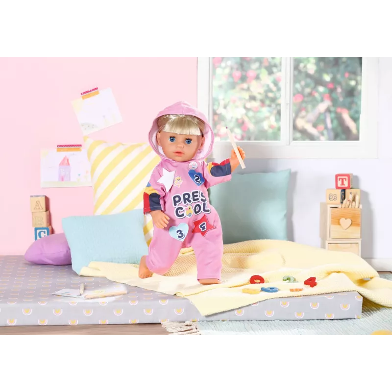 BABY born Kindergarten Romper+Badges – kombinezonas lėlei su ženkliukais, 2 metai, 55 g