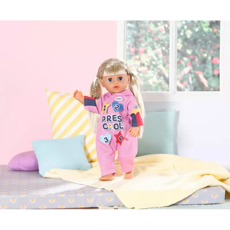 BABY born Kindergarten Romper+Badges – kombinezonas lėlei su ženkliukais, 2 metai, 55 g