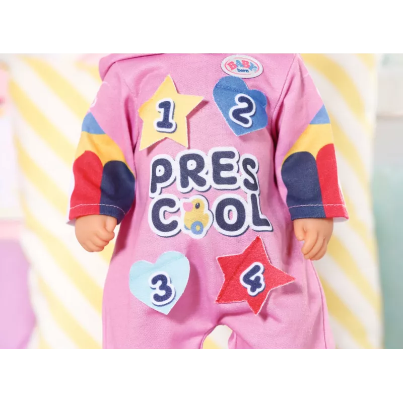 BABY born Kindergarten Romper+Badges – kombinezonas lėlei su ženkliukais, 2 metai, 55 g