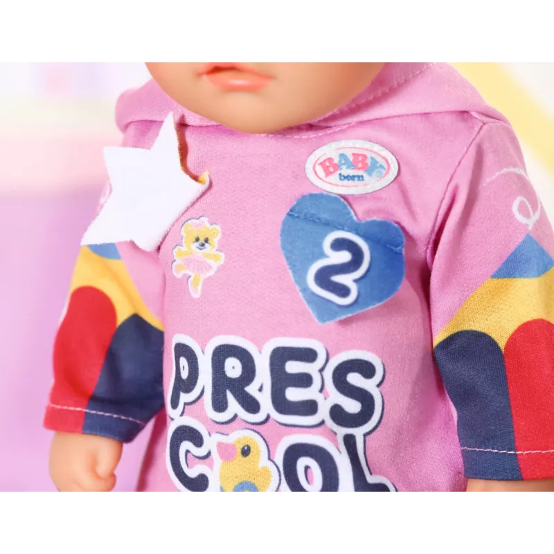 BABY born Kindergarten Romper+Badges – kombinezonas lėlei su ženkliukais, 2 metai, 55 g