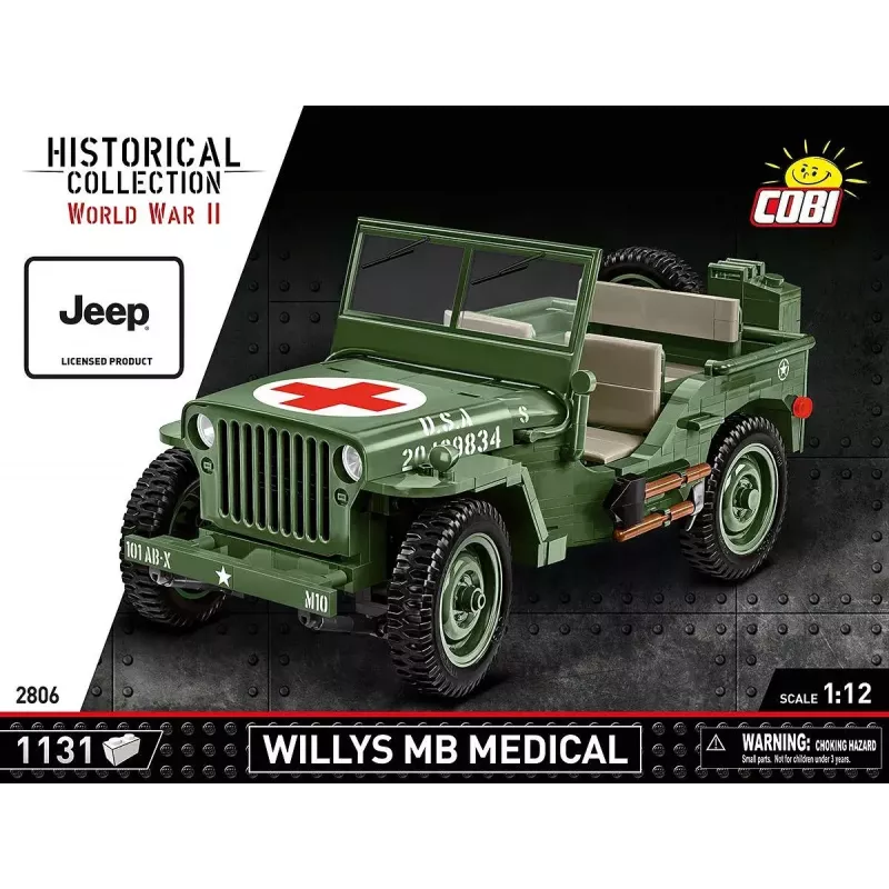 Cobi COBI-2806 Willys MB Medical kaladėlių rinkinys, 1131 vnt., serija Historical Collection, plastikinis, 10+