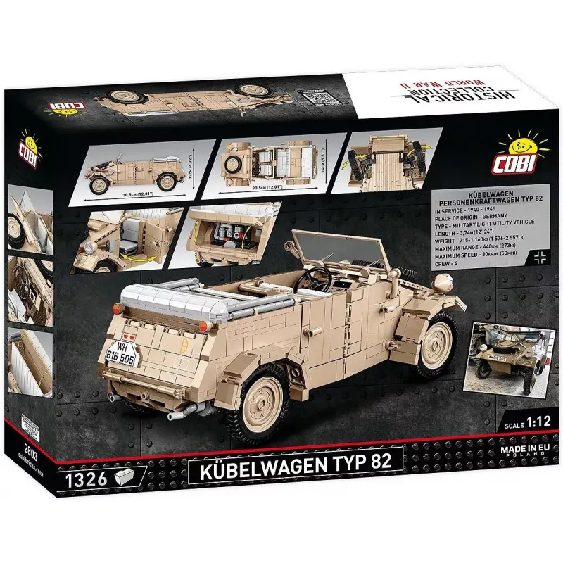 Konstruktorius COBI Kübelwagen Typ 82 1326 dalių Antrasis pasaulinis karas