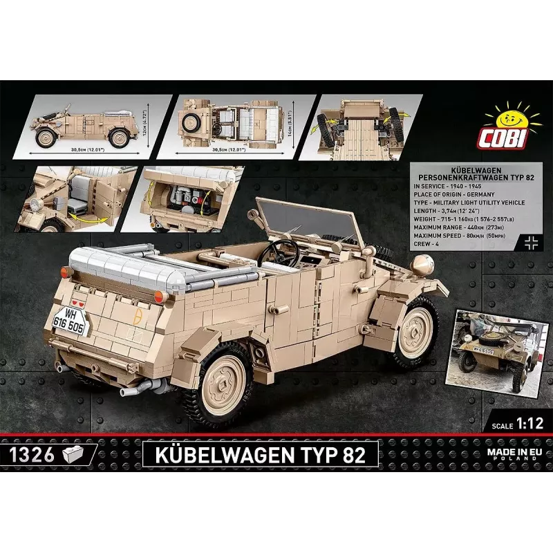 Konstruktorius COBI Kübelwagen Typ 82 1326 dalių Antrasis pasaulinis karas