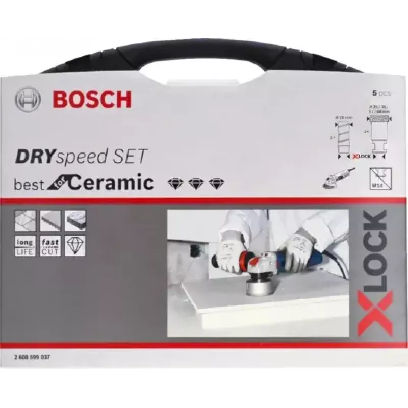 Bosch 2608599037 Rinkinys deimantinių pjaustytuvų keramikai sausam pjovimui X-LOCK, 5 vnt.