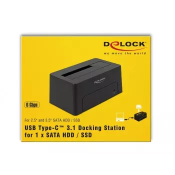 Delock - HDD-Dockingstation Schächte: 1 - SATA 6Gb/s - USB 3,1 (Gen 2) - Schwarz (63958)