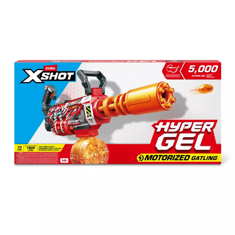 Gel blaster ZURU XSHOT Hyper Gel Gattlin Blaster – motorizuotas greitašaudis žaislinis ginklas su besisukančiu vamzdžiu