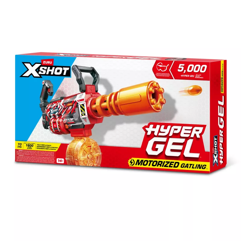 Gel blaster ZURU XSHOT Hyper Gel Gattlin Blaster – motorizuotas greitašaudis žaislinis ginklas su besisukančiu vamzdžiu