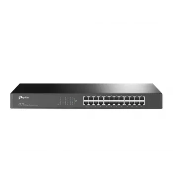 TP-Link 24 prievadų 10/100Mbps tinklo jungiklis, nevaldomas, Fast Ethernet, pilnas dupleksas, montuojamas į stelažą, 1U
