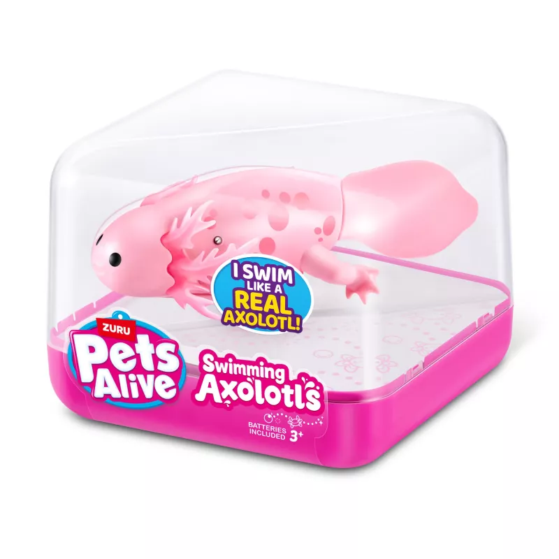 Minkštas žaislas Zuru Pets Alive Swimming Axolotls pliušinis aksolotlis, žaislinės katės dydis, modelis 9556UQ1