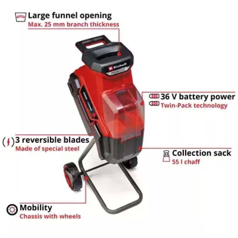 Sodo smulkintuvas Einhell REDAXXO 36/25, 10,5 kg