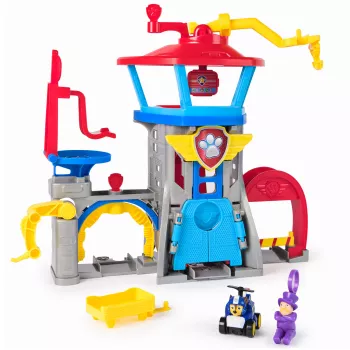 PAW Patrol : Oro gelbėjimo, Pup Squad Adventure Bay oro uosto žaidimų rinkinys su Chase žaisliniu automobiliu ir transporto priemonių paleidimo įrenginiu, vaikų žaislai berniukams ir mergaitėms nuo 3 metų